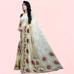 Beige Flower Theme Daily Wear Georgette Saree