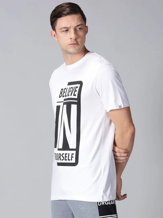 Men T-Shirt Typographic Cotton Ny