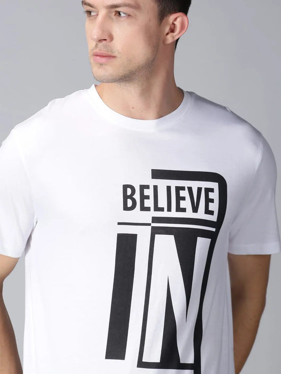 Men T-Shirt Typographic Cotton Ny