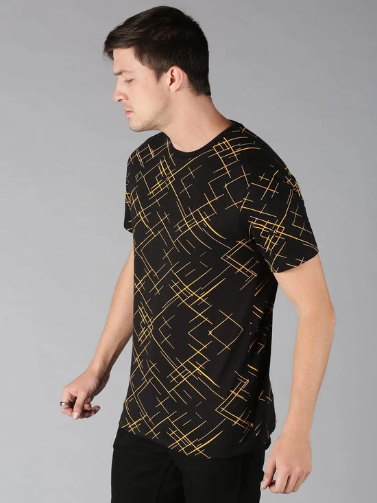 Men T-Shirt Geometric Cotton Kustom