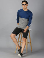 Men T-Shirt Colour-block Cotton Upward