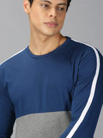 Men T-Shirt Colour-block Cotton Upward