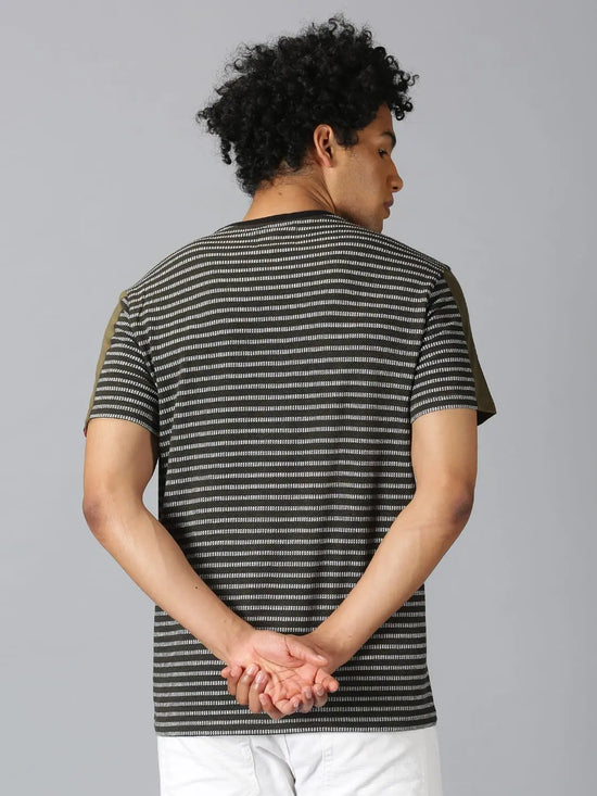 Men T-Shirt Stripes Cotton Five-star