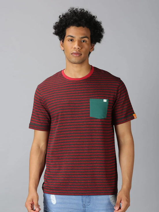 Men T-Shirt Stripes Cotton Shine