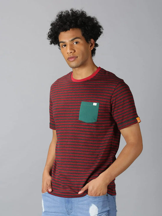 Men T-Shirt Stripes Cotton Shine