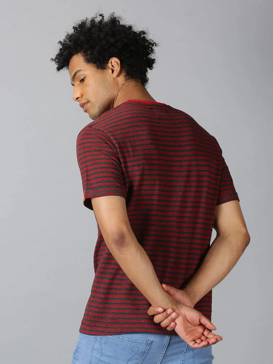 Men T-Shirt Stripes Cotton Shine