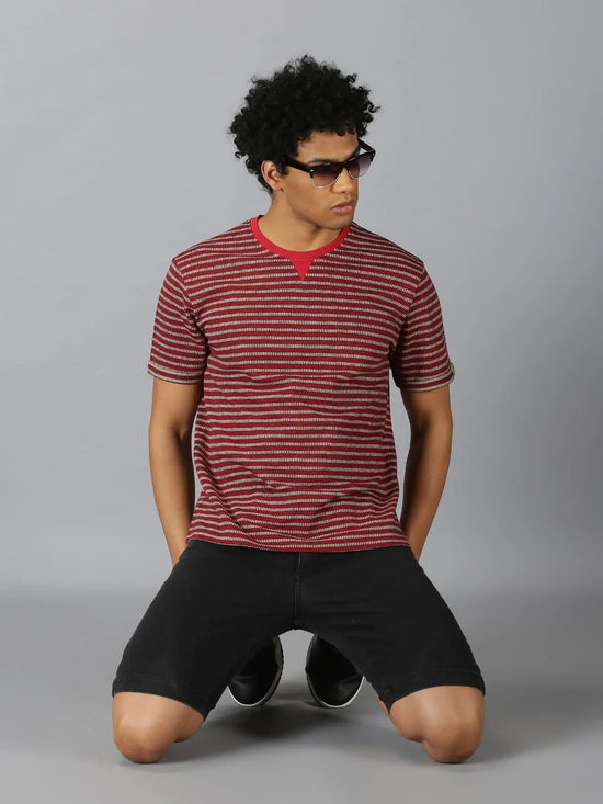 Men T-Shirt Stripes Cotton Future Stud