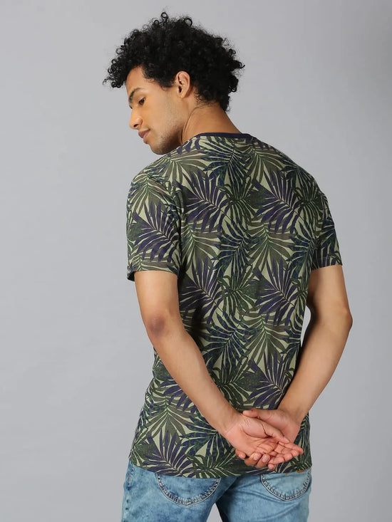 Men T-Shirt Leaf Cotton Eleven West