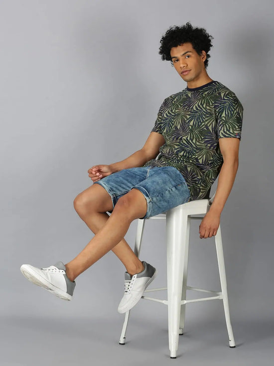 Men T-Shirt Leaf Cotton Eleven West