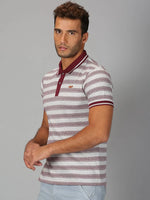 Men T-Shirt Stripes Cotton Skreened