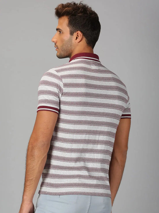 Men T-Shirt Stripes Cotton Skreened