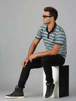 Men T-Shirt Stripes Cotton Clockwise Tees