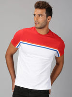 Men T-Shirt Colour-block Cotton T-Shirt Ware