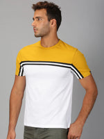 Men T-Shirt Colour-block Cotton Stitch