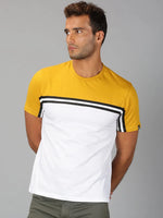 Men T-Shirt Colour-block Cotton Stitch