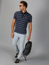 Men T-Shirt Stripes Cotton Liquid