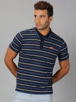 Men T-Shirt Stripes Cotton Liquid