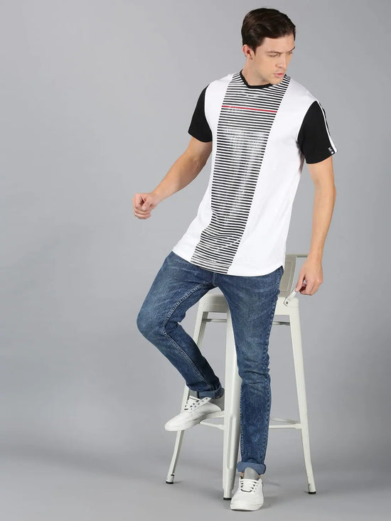 Men T-Shirt Stripes Cotton Spear Clothing