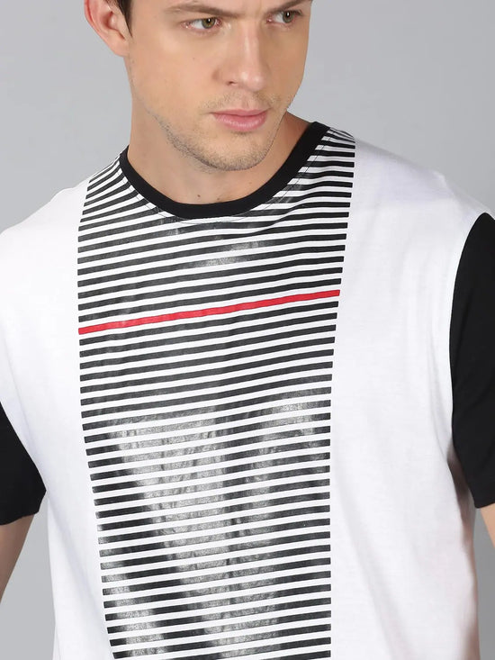 Men T-Shirt Stripes Cotton Spear Clothing