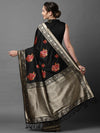 Sareemall Black Elite Festive Silk Blend Woven Design Saree With Unstitched Blouse