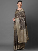 Luxury Sareemall Brown Festive Silk Blend Woven Design Saree With Unstitched Blouse