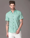 Yovish Men Graphic Print Casual Light Green Shirt