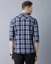 Yovish Men Checkered Casual Blue Shirt