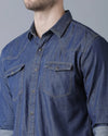 Yovish Men Washed Casual Vibrant Blue Shirt