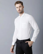 Yovish Men Solid Formal Bright White Shirt