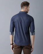 Yovish Men Embroidered Casual Blue Shirt