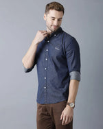 Yovish Men Embroidered Casual Blue Shirt