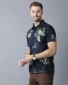 Yovish Men Printed Casual Dark Blue Shirt