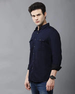 Yovish Men Solid Blossom Blue Shirt