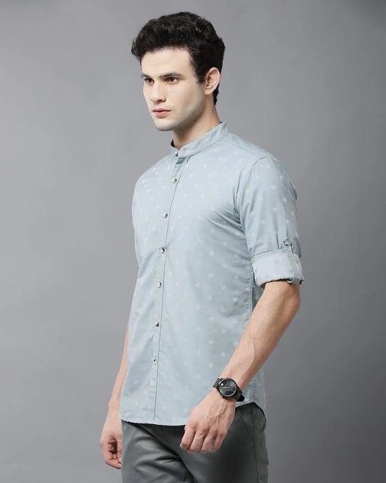 Yovish Men Printed Casual Light Blue Shirt