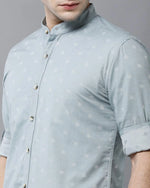 Yovish Men Printed Casual Light Blue Shirt