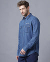 Yovish Men Solid Casual Thick Blue Shirt