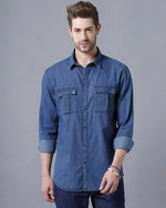 Yovish Men Solid Regular Blue Shirt