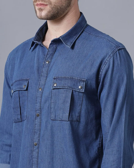 Yovish Men Solid Regular Blue Shirt