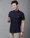 Yovish Men Washed Casual Dark Blue Shirt