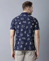 Yovish Men Printed Urban Dark Blue Shirt