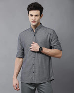 Yovish Men Herringbone Casual Grey Shirt