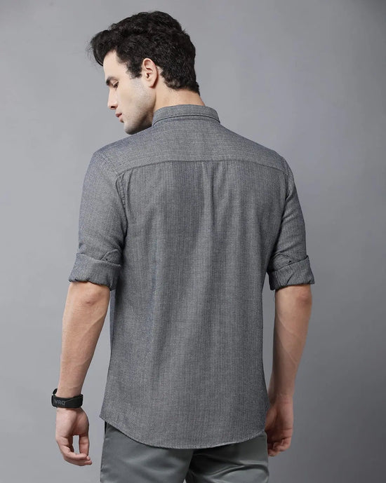 Yovish Men Herringbone Casual Grey Shirt