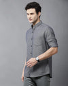 Yovish Men Herringbone Casual Grey Shirt