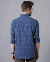 Yovish Men Print Casual Blue Shirt