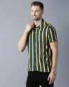 Yovish Men Striped Urban Green Shirt