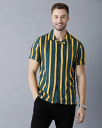 Yovish Men Striped Urban Green Shirt