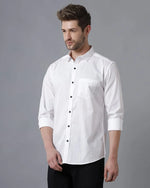 Yovish Men Striped Casual White Shirt