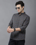 Yovish Men Printed Urban Grey Shirt