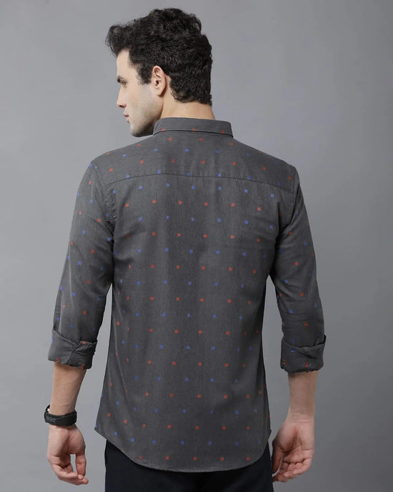 Yovish Men Printed Urban Grey Shirt