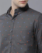 Yovish Men Printed Urban Grey Shirt